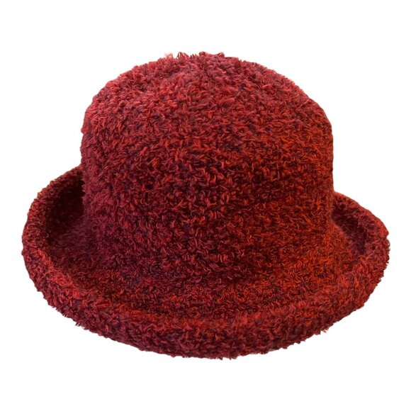 Vintage Y2K Villager by Liz Claiborne Chenille Bucket Hat – Textured Red Cloche - Picture 1 of 4